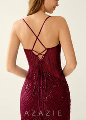 Magnolia Burgundy Sequins Mermaid Maxi Dress burgundy