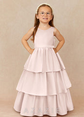 Azazie Margie Blushing Pink A-Line Bow Stretch Satin Dress blushing_pink