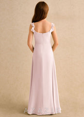 Azazie Puppy Girls Formal Blushing Pink A-Line Pleated Chiffon Dress blushing_pink
