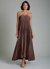 Azazie Rayna Ganache A-Line Strapless Stretch Satin Dress