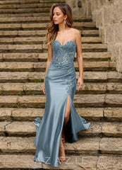 Emblace Dusty Blue Mermaid Prom Dress