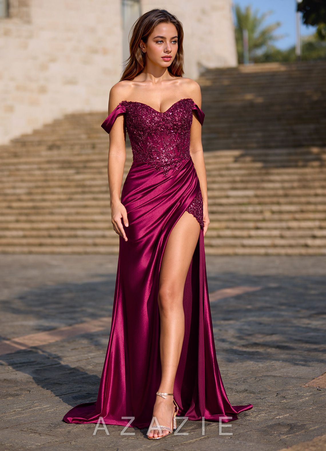 Opulence Burgundy Floral Corset Mermaid Dress