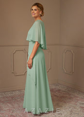 Azazie Bowie Agave A-Line Chiffon Dress agave