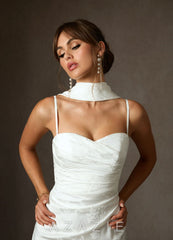 Azazie Keala Diamond White Sheath Strapless Floral Jacquard Dress diamond_white