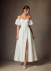 Azazie Clotille Diamond White Ball-Gown Sweetheart Neckline Floral Burnout Jacquard Dress diamond_white
