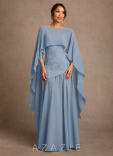 Azazie Flossie Dusty Blue A-Line Pleated Chiffon Dress