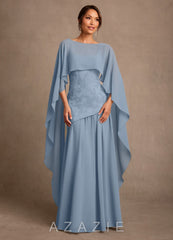 Azazie Flossie Dusty Blue A-Line Pleated Chiffon Dress