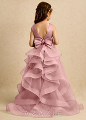 Azazie Lior Dusty Rose Ball-Gown Pleated Tulle Dress