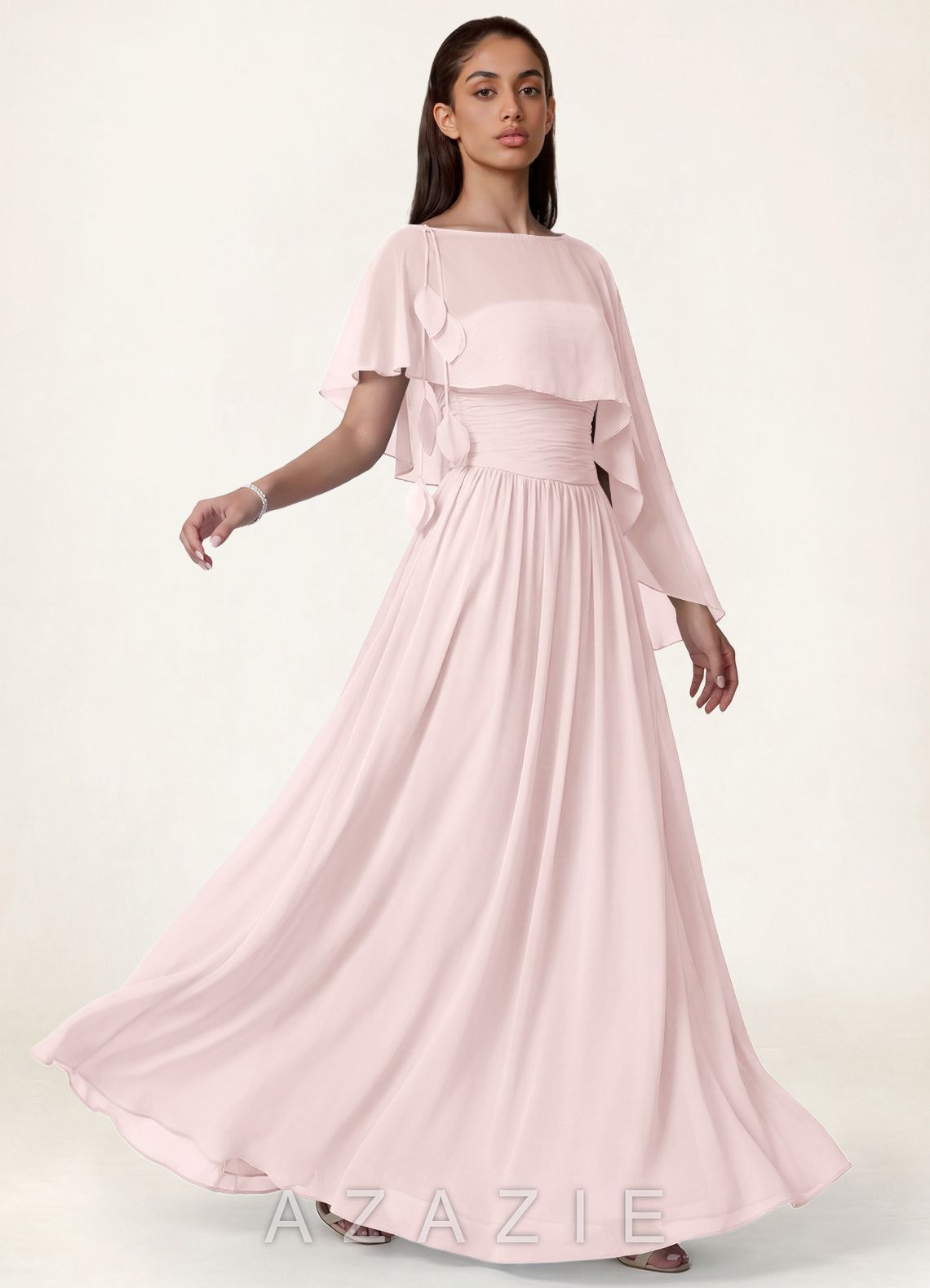 Azazie Matching Color Floral Sheer Chiffon Cape