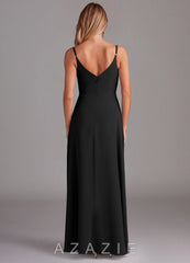 Azazie Daenerys Black A-Line Cowl Chiffon Dress black