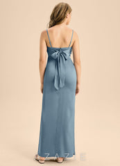 Azazie Mai Junior Dusty Blue Sheath Sweetheart Neckline Stretch Satin Dress dusty_blue