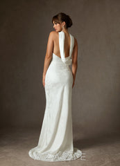 Azazie Keala Diamond White Sheath Strapless Floral Jacquard Dress diamond_white