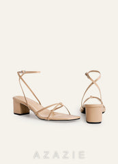 Ankle Strap Cross Knot Heel Sandals nude