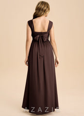 Azazie Hattie Junior Ganache A-Line Pleated Stretch Satin Dress ganache
