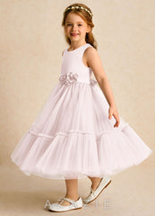 Azazie Miracle Blushing Pink A-Line Bow Matte Satin Dress blushing_pink
