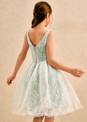 Azazie Cubbie Girls Formal Dusty Sage A-Line Lace Dress dusty_sage