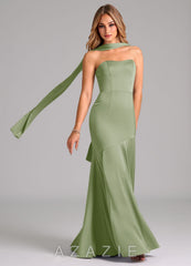 Azazie Shiloh Dusty Sage Mermaid Strapless Stretch Satin Convertible Dress