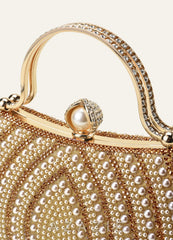 Pearl Beaded Rhinestone Embellished Evening Handbag