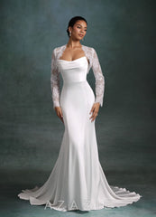 Azazie Tessa Diamond White Mermaid Strapless Stretch Satin Dress