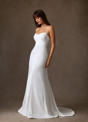 Azazie Tara Diamond White A-Line Crepe Back Satin Dress