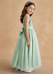 Azazie Cinna Agave A-Line Lace Tulle Dress agave