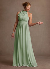 Azazie Antoinette Dusty Sage A-Line Pleated Chiffon Dress