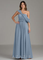 Azazie Nyah Dusty Blue A-Line Off the Shoulder Chiffon Dress dusty_blue