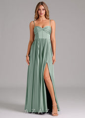 Azazie Akiko Agave A-Line Sweetheart Neckline Stretch Satin Dress
