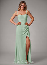 Azazie Haisley Agave Sheath Off the Shoulder Chiffon Convertible Dress
