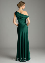 Azazie Emerson Emerald Mermaid Off the Shoulder Stretch Satin Dress emerald
