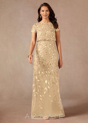 Azazie Lehi Champagne A-Line Sequins Dress champagne
