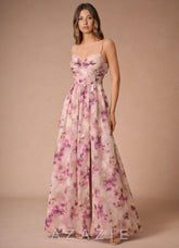Lumi {color} A-Line V-Neck Pleated Chiffon Dress
