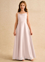 Azazie Joella Girls Formal Blushing Pink A-Line Pleated Stretch Satin Dress blushing_pink