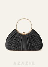 Matching Color Metallic Satin Pleated Handbag