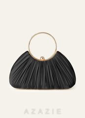 Matching Color Metallic Satin Pleated Handbag