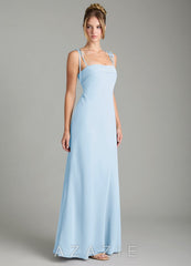 Azazie Ellia Sky Blue Sheath Bow Chiffon Dress sky_blue