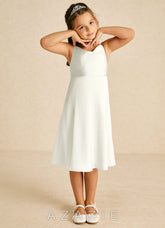 Azazie Zuzu Ivory A-Line Spaghetti Strap Stretch Satin Dress