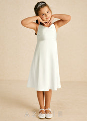 Azazie Zuzu Ivory A-Line Spaghetti Strap Stretch Satin Dress