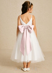 Azazie Lea Blushing Pink A-Line Spaghetti Strap Tulle Dress blushing_pink