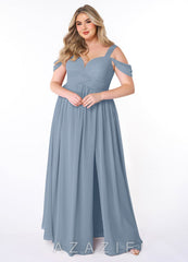 Azazie Lianne Dusty Blue A-Line Off the Shoulder Chiffon Dress dusty_blue