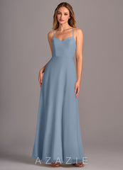 Azazie Mei Dusty Blue A-Line Chiffon Dress