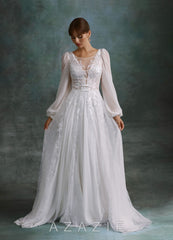Azazie Keylani Diamond White A-Line Lace Dress