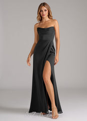 Azazie Johana Black Mermaid Off the Shoulder Stretch Satin Convertible Dress black