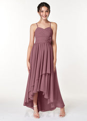Azazie Catalina Junior Amethyst A-Line Ruched Chiffon Dress amethyst