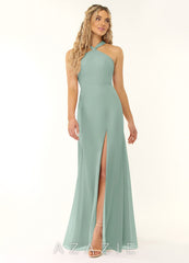 Azazie Rue Agave A-Line Halter Chiffon Dress