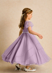 Azazie Duckie Wisteria Ball-Gown Pleated Tulle Dress wisteria