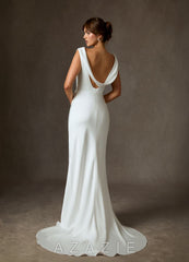 Azazie Kieryn Diamond White Fit and Flare Stretch Satin Dress