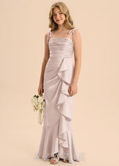 Azazie Ryan Junior Blushing Pink Sheath Bow Stretch Satin Dress blushing_pink