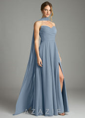 Azazie Ayla Dusty Blue A-Line Sweetheart Neckline Chiffon Dress