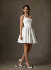 Azazie Saverina Diamond White A-Line with Pockets Satin Dress diamond_white